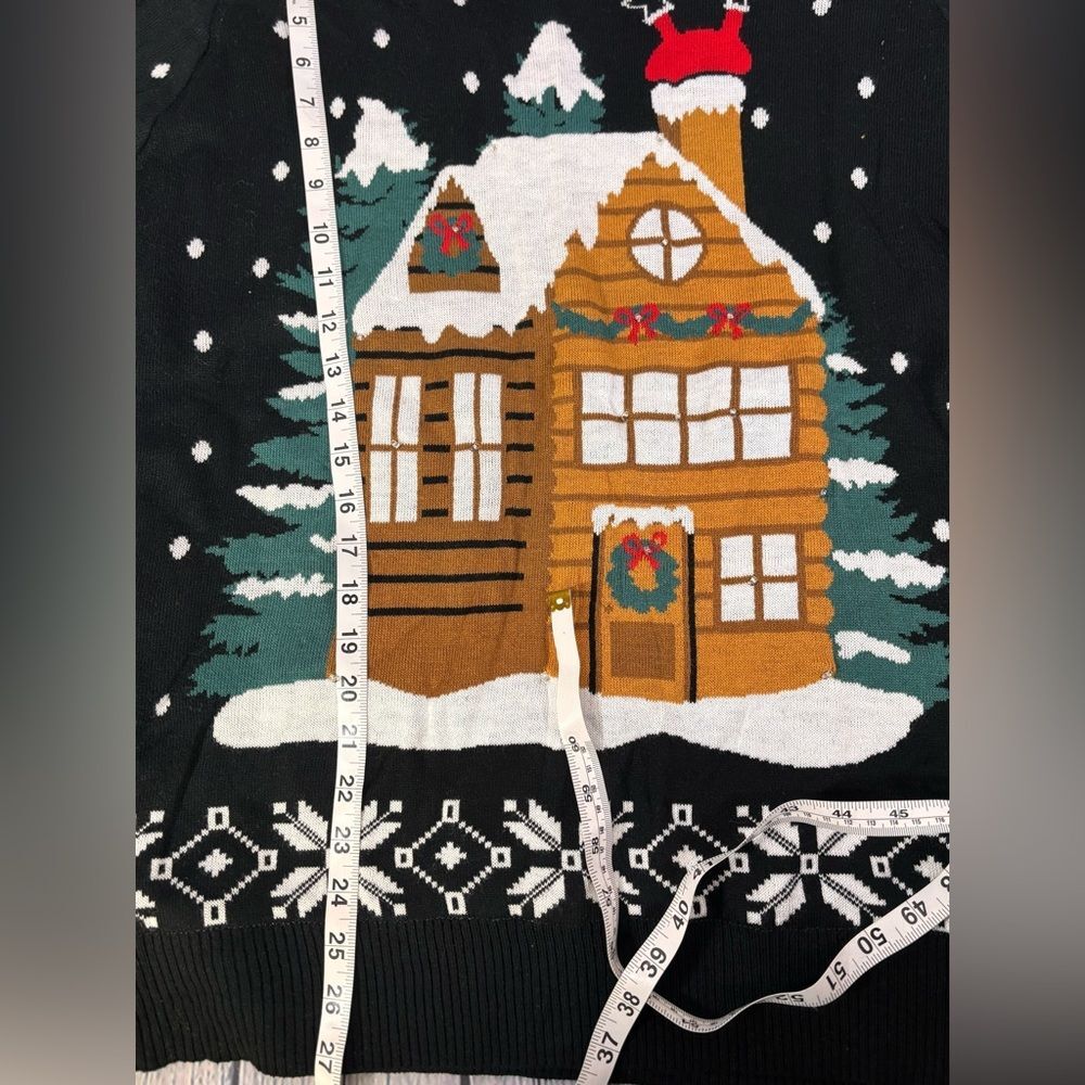 Tipsy Elves Light Show Gingerbread House Fun Classic Cabincore Holiday Sweater L - Picture 12 of 13